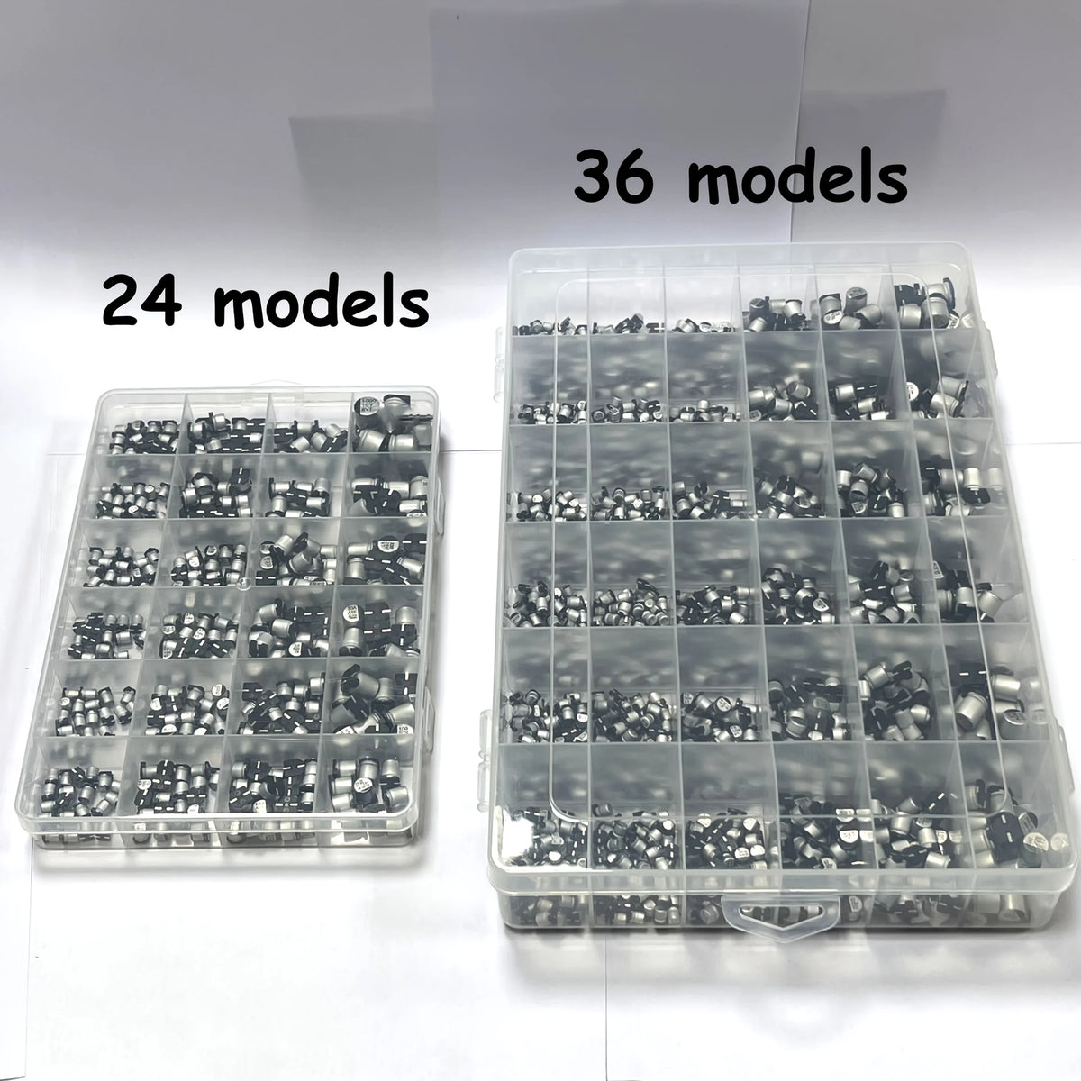 400/1500Pcs/Lot 1UF~1000UF 6.3V-50V 24/36 Value SMD Aluminum Electrolytic Capacitors Assortment Kit + Box