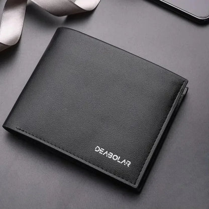 Genuine Leather Mens Wallet Premium Product Real Cowhide Wallets For Man Short Black Walet Portefeuille Homme Short Purses