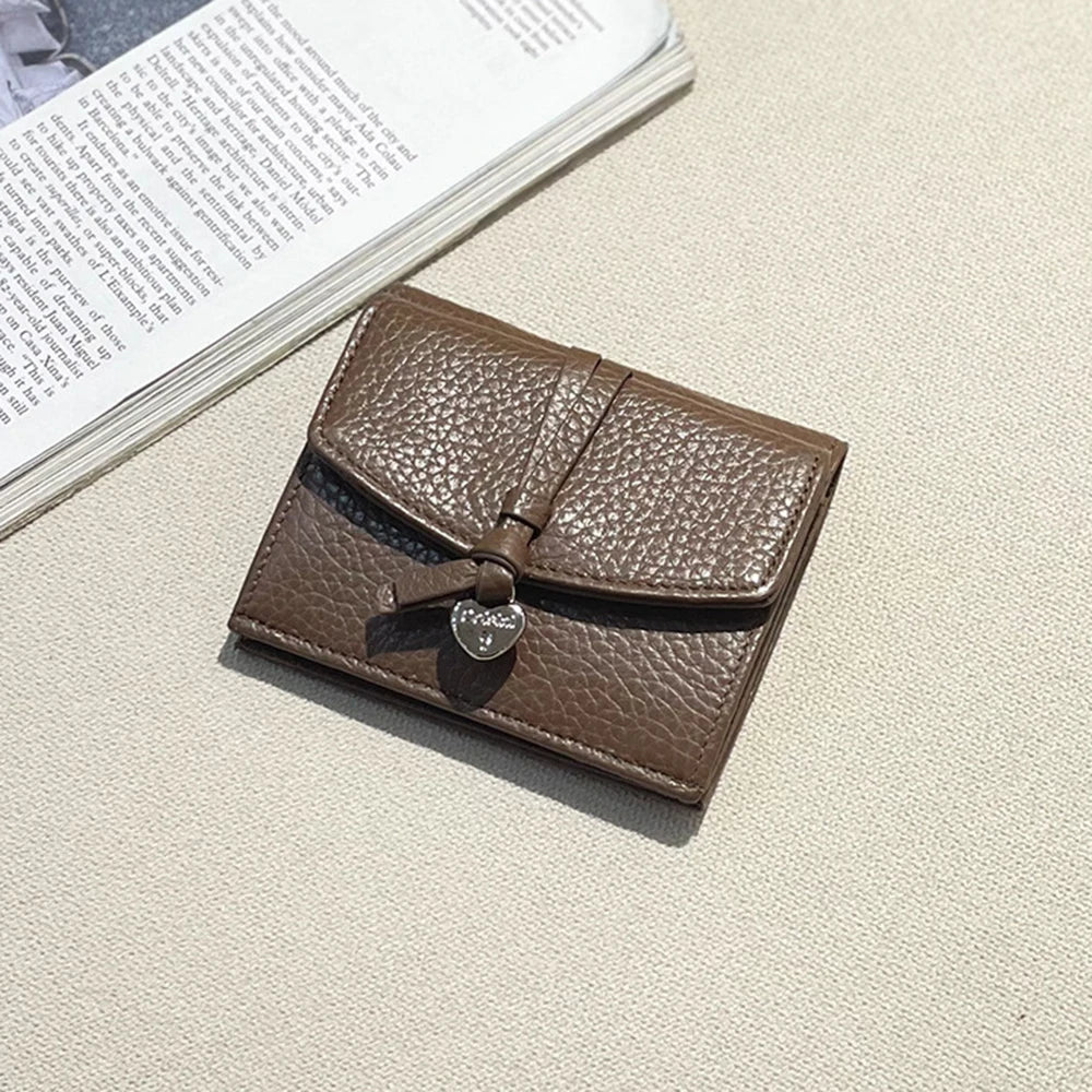 Genuine Leather Women Wallet Personalized Name Elegant Female Coin Card Wallet Custom Initials Card Holder Purse With Heart