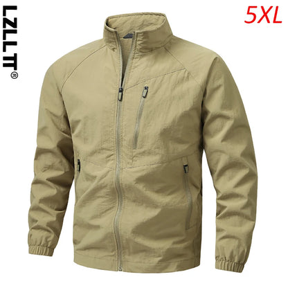 Spring Autumn Men Waterproof Cargo Multi Pocket Jacket Man Sports Outdoor Tactical Zip Coat Male Run Casual High Quality Jackets