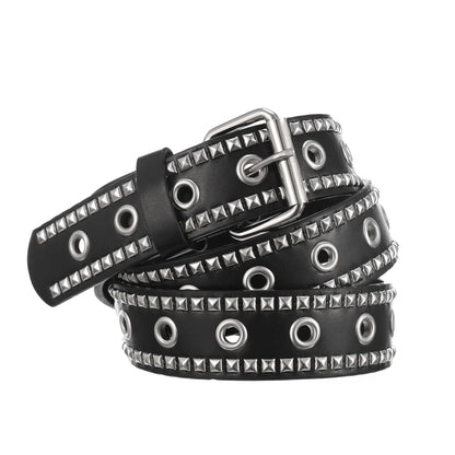 Men's and Women's Belt Elegant Genuine Leather Belt Punk Style Jeans Dress Waist Accessory