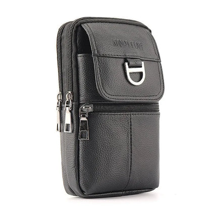 Men's Leather Waist Bag - Large Capacity Mobile Phone Belt Bag - Outdoor Work Backpack, Sports Hiking Bag Portable Crossbody Bag