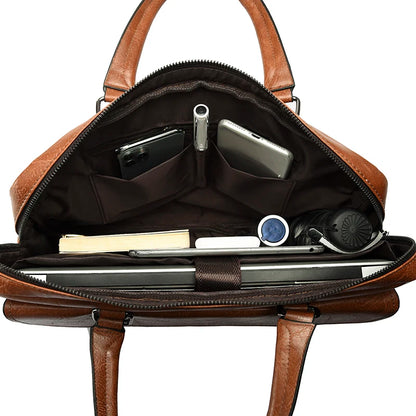 Luxury Brand Men Handbag Leather Man Briefcase for Laptop Messenger Men Leather Shoulder Bag Business Portfolio For A4 Document