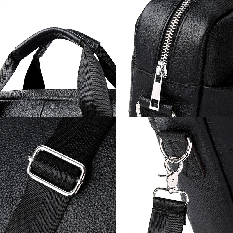 SCHLATUM Genuine Leather Briefcases Hard For Men Luxury Handbags Laptop Briefcase Bags 15 Inch Office Bussiness Computer Bag