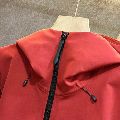 Outdoor Hard Shell Jacket Men Mountaineering Skiing Camping Cycling Jogging Hooded Breathable Waterproof Coat Quality Sportswear