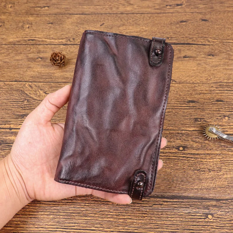 Genuine Leather Wallet Men High Capacity Male Long Money Bag Bifold Purse Phone Pocket Multi-card Ticket Clip Card Holder New