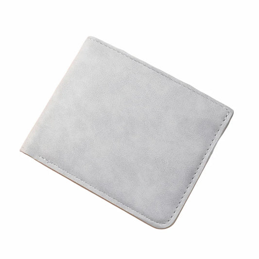 New Folding Men's Leather Wallet Solid Color Simple Coin Purse Matte Thin Short Wallet Men's Accessories