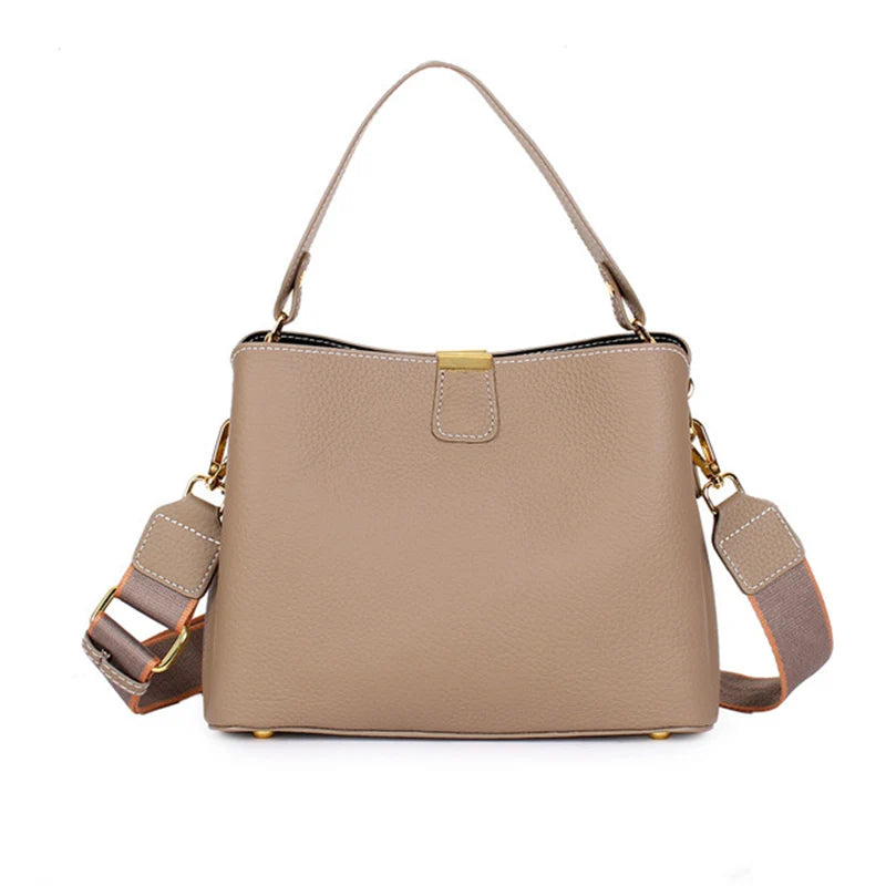 Women's Genuine Leather Handbag Luxury Bucket Style Casual Lady Fashion Shoulder Crossbody Messenger Bag for Girls 2025 Hot Sale