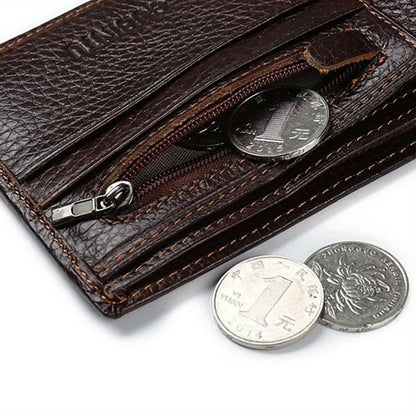 Genuine Leather Men Wallet Many Departments Short Bifold Man Wallets Zipper Coin Pocket Card Holder Purses Male Wallets