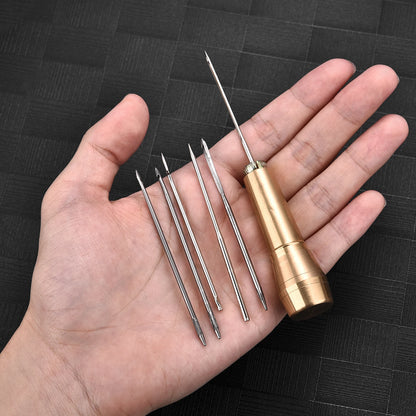 Leather Sewing Kit Awl Needle Waxed Thread Hand Quilting Needles Sewing Awl For Beginner Leather Stitching Bags Shoes Wallets