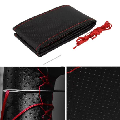 Car Steering Wheel Braid Cover Needles And Thread Artificial Leather Car Covers Suite 5 Color DIY Texture Soft Auto Accessories