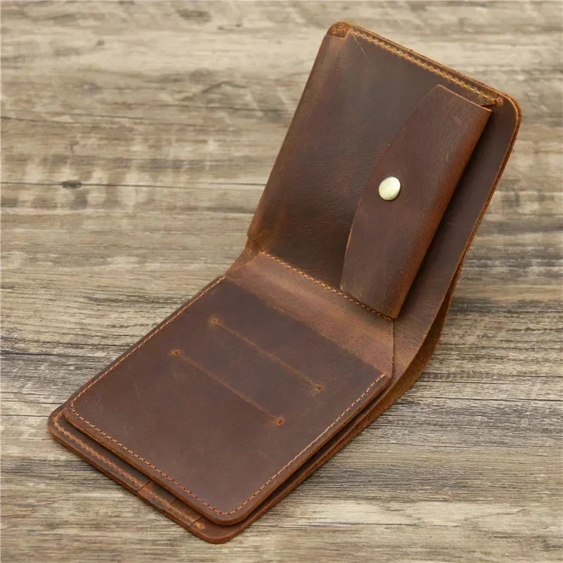 100%Genuine Leather Men's Wallets with Coin Pocket Vintage Male Short Purse Function Men Wallets with Card Holders