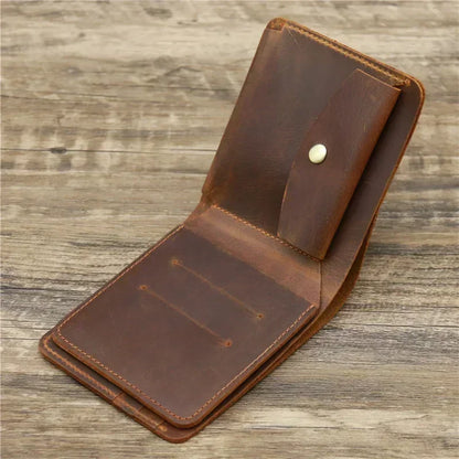 100%Genuine Leather Men's Wallets with Coin Pocket Vintage Male Short Purse Function Men Wallets with Card Holders