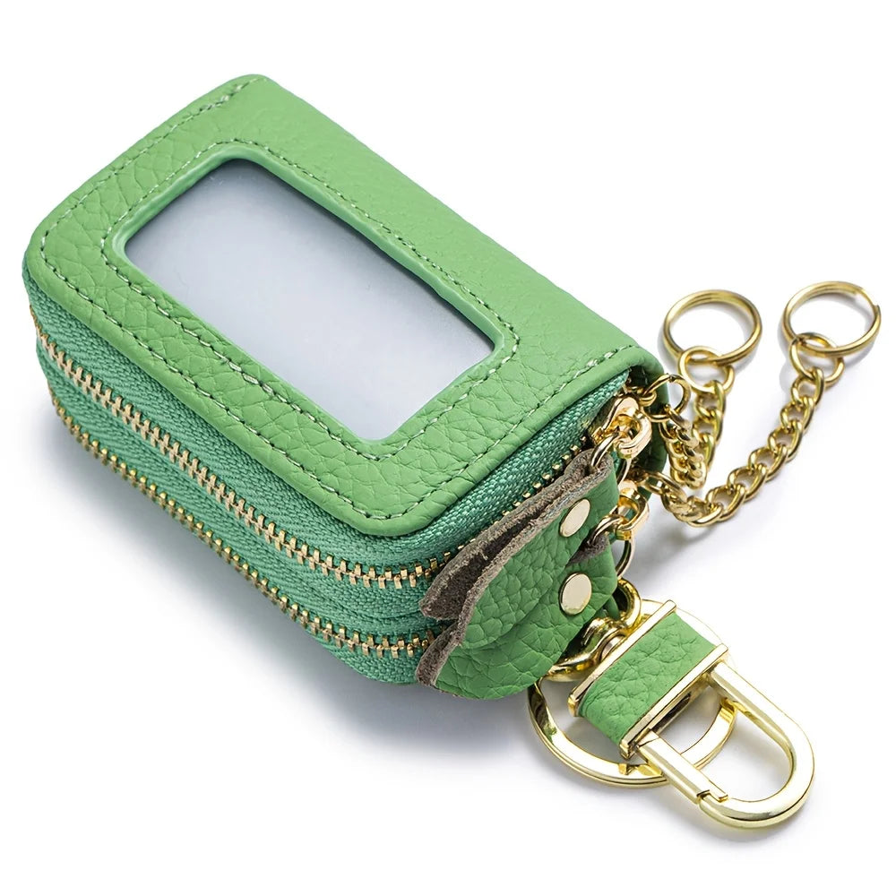 New Unisex Genuine Leather Key Wallet Men Casual Zipper Car Key Organizer Female Double Design Key Case Fashion Keychain Wallet