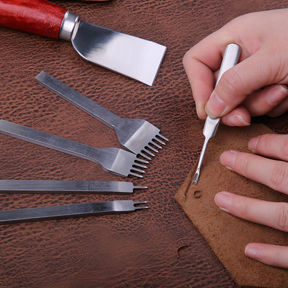 Professional Hand Sewing Leathercraft Tools Kit Saddle Groover Stitching Punch Carving Work Sets Tool For DIY Leather Accessory
