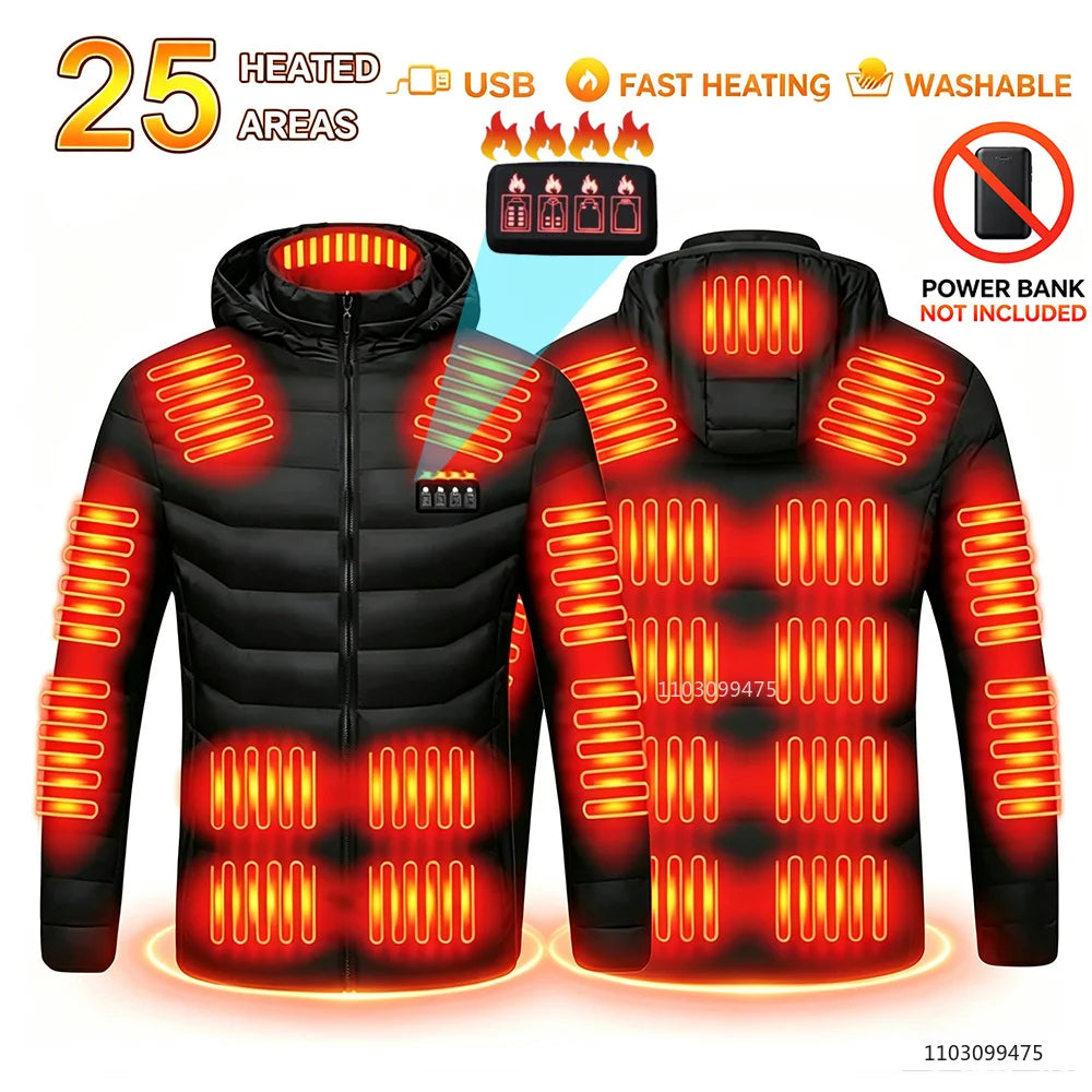 Heated Jacket Men Women USB Electric Self Heating Jacket Winter Coat Warm Hunting Camping  Hiking Skiing Clothing 2-21 Areas