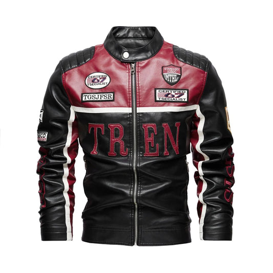 Spring Autumn Men's PU Leather Jackets Fashion Man Embroidery Motorcycle Moto Coats Man Windbreaker Zipper Leather Jackets