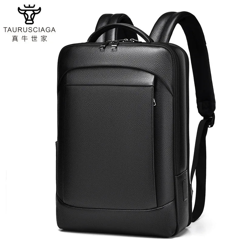 High-Quality Genuine Cowhide Leather Backpack for Men,15.6 Inch Laptop Bag,Business Travel Daypack,Office Briefcase