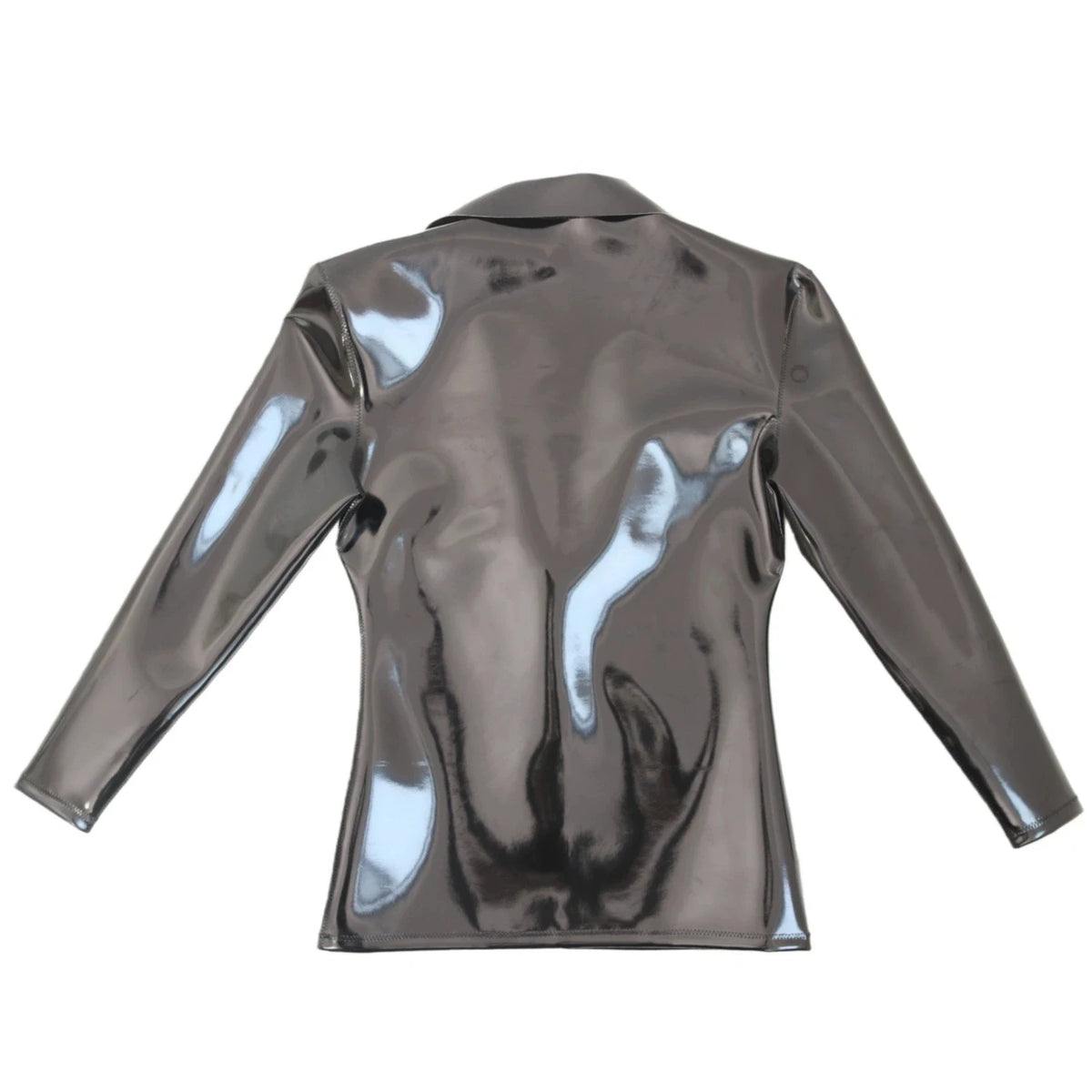 Men Women Reversible Long Sleeve PU Leather Motorcycle Jacket Shiny Matt Double Sided Coat Performance Outerwear Cosplay Costume