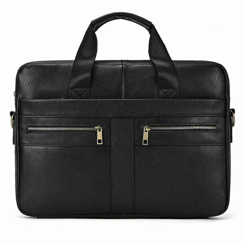 Men's Genuine Leather Briefcase 15.6 inch Laptop Bag Shoulder Messenger Bag Business Travel Professional Work Bag