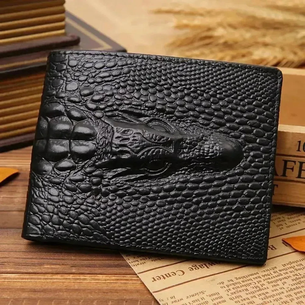 PU Leather Wallets Luxury Cattle Male Crocodile Emboss Simple Standard Brand Handy Purse Men Wallet