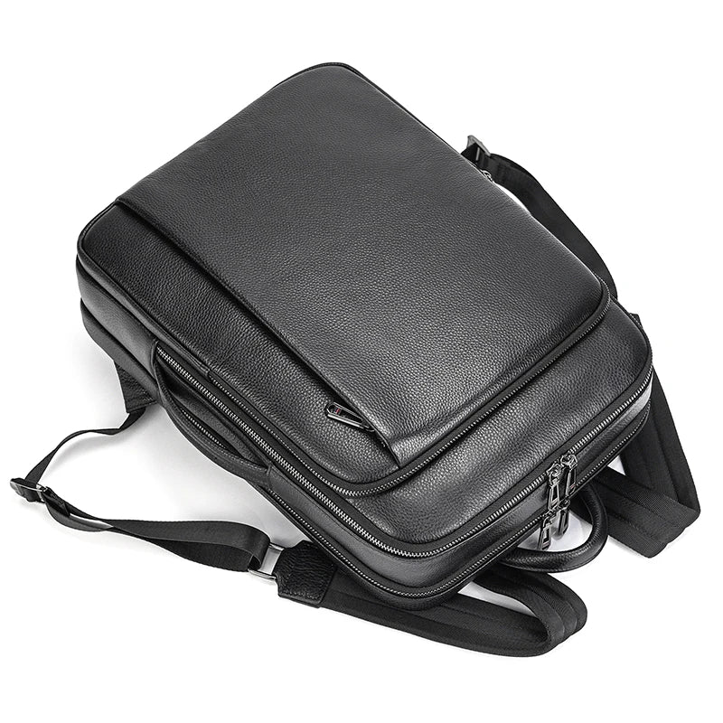 Luufan Business Leather Backpack For Men Male Genuine Leather Laptop Backpack 14 Inch Laptop School Bag School Bag Travel Bag