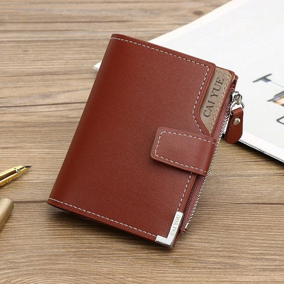 Men PU Leather Wallet Large Capacity Multi Card Slots Zipper Coin Pocket Bifold Short Purse Card Holder Perfect Gift
