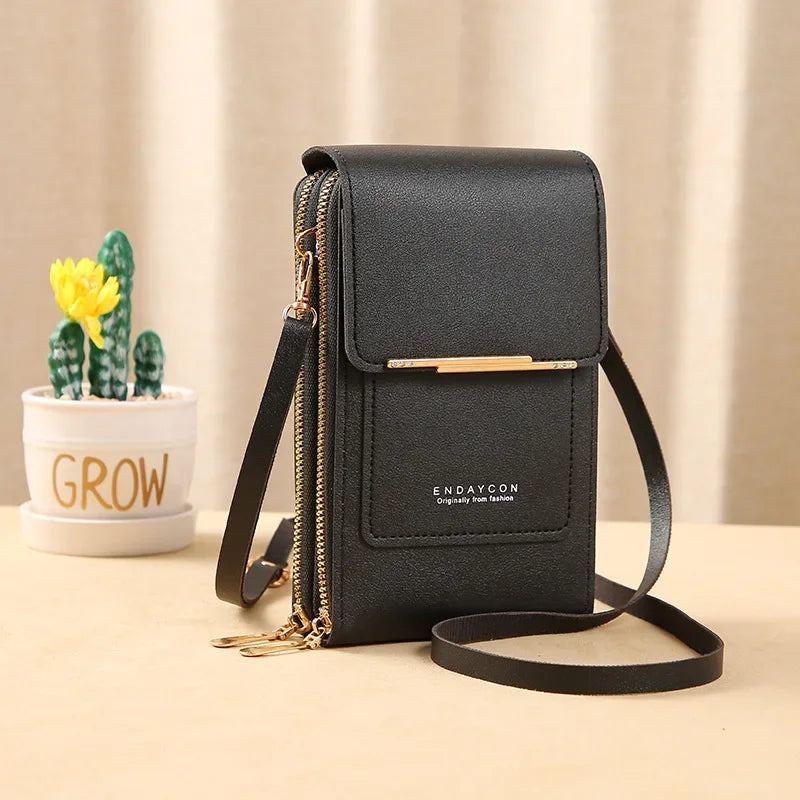 Women Crossbody Shoulder Bags Wallets Touch Screen Cell Phone Purse Soft Leather Strap Handbag for Female Luxury Messenger Bags