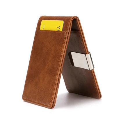 Fashion Men's PU Leather Money Clips Wallet Multifunctional Thin Man Card Purses Women Metal Clamp For Money