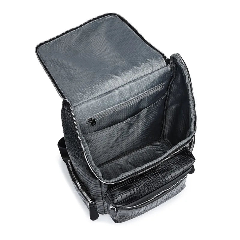 Alligator Leather Men's Backpack Business Laptop Bag Men Large Capacity Travel Backpacks Schoolbag Rucksack Student School Bag