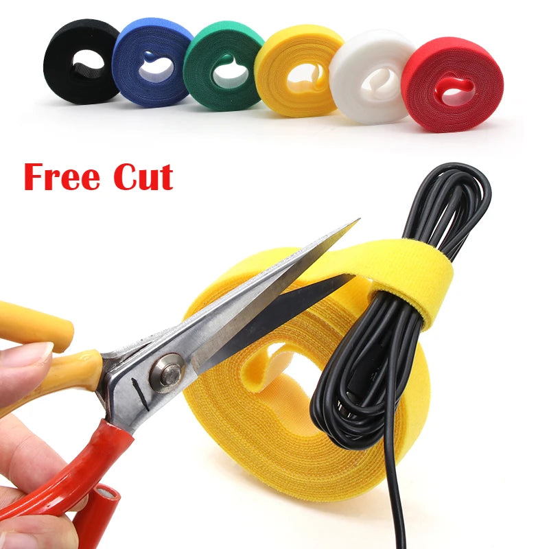 5m/roll Cable Ties Reusable Loop Bundle Self Adhesive Fastener Clip Wire Holder Management DIY Accessories Nylon Strap Organizer