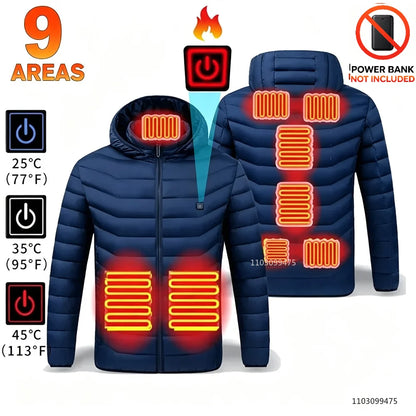 Heated Jacket Men Women USB Electric Self Heating Jacket Winter Coat Warm Hunting Camping  Hiking Skiing Clothing 2-21 Areas