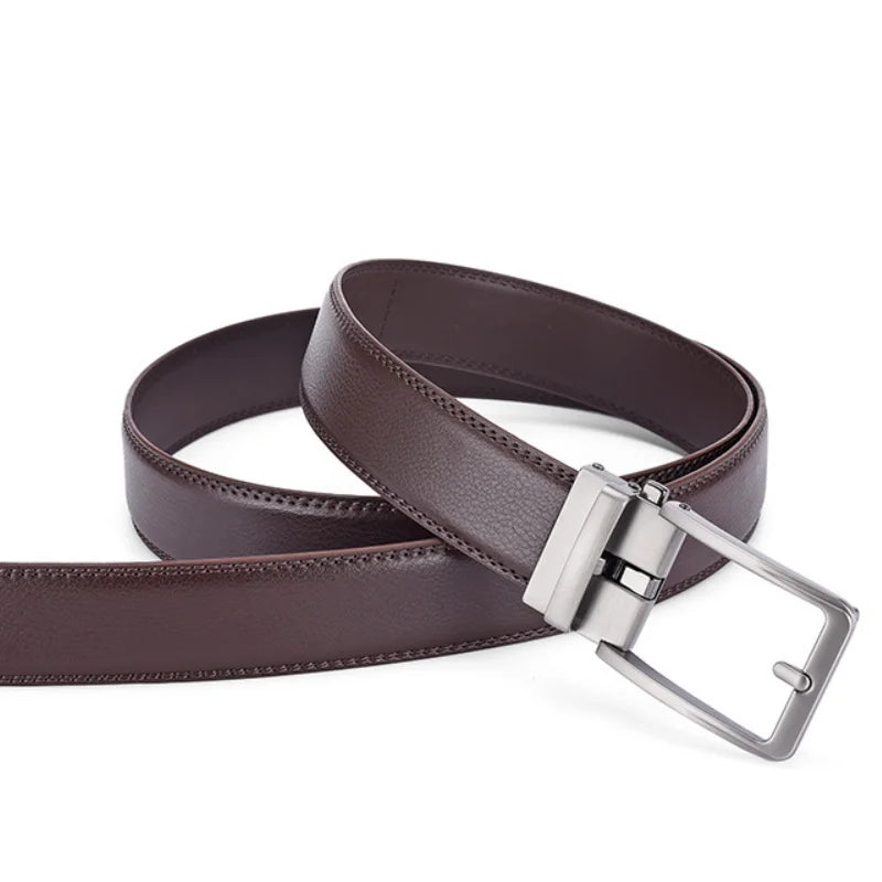 New Width 3.5cm Business Men's Belt Formal Real Leather Male Belt High Quality Metal Automatic Buckle Belt for Men Jeans Belt