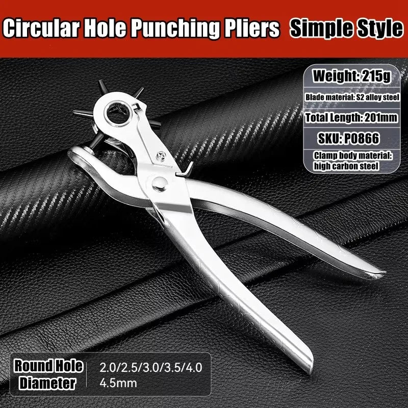 Leather Hole Punch Pliers Tools Multifunctional StainlessSteel Belt Hole Punching Tool Heavy Duty Eyelet Puncher Crafts Tool