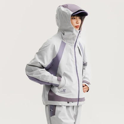 Men Full Pressure Adhesive Lightweight Waterproof Outdoor Mountaineering Casual Jacket Women Back Zipper Hooded Cargo Coat