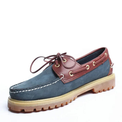 Genuine Leather Men's Casual Fashion Boat Shoes Moccasin England Platform Luxury Lace up Male Loafers Driving Shoes Low Heel