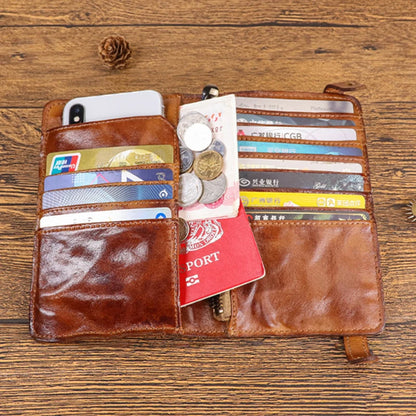 Genuine Leather Wallet Men High Capacity Male Long Money Bag Bifold Purse Phone Pocket Multi-card Ticket Clip Card Holder New