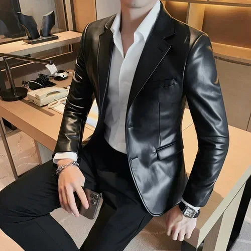 Slim Fit Fashion Casual Leather Jackets/Man Coats Brand Clothing Men's Autumn Jackets high quality Casual Leather Jackets Male