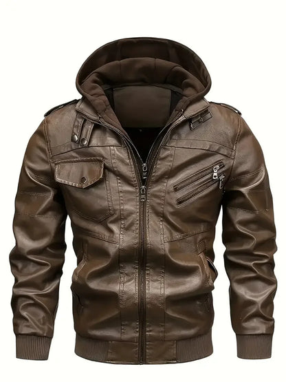Motorcycle Leather Jackets Man Casual Fashion Motorcycle Coat Slim Fit Lapel PU Jackets Autumn Anti-wind Leather Coat Male