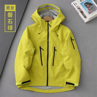 Outdoor Hard Shell Jacket Men Mountaineering Skiing Camping Cycling Jogging Hooded Breathable Waterproof Coat Quality Sportswear
