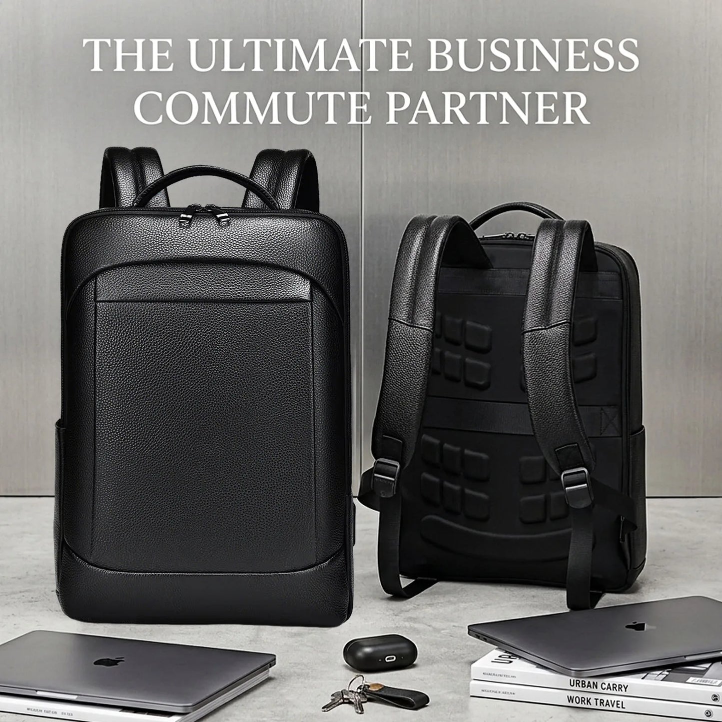 High-Quality Genuine Cowhide Leather Backpack for Men,15.6 Inch Laptop Bag,Business Travel Daypack,Office Briefcase