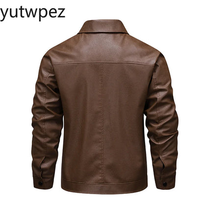 Streetwear Casual Blazer Jackets Male Outerwear Men's Slim Fit Lapel Leather Jacket Suit Short Coat Men Fashion Leather Jacket