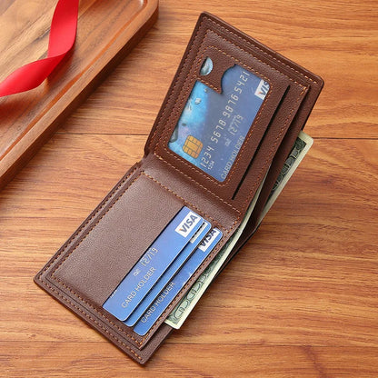Men PU Leather Coin Purse, Large Multi Slots Card Holder, Retro Casual Wallet for Business ID Cash Dollar Coins Daily Use