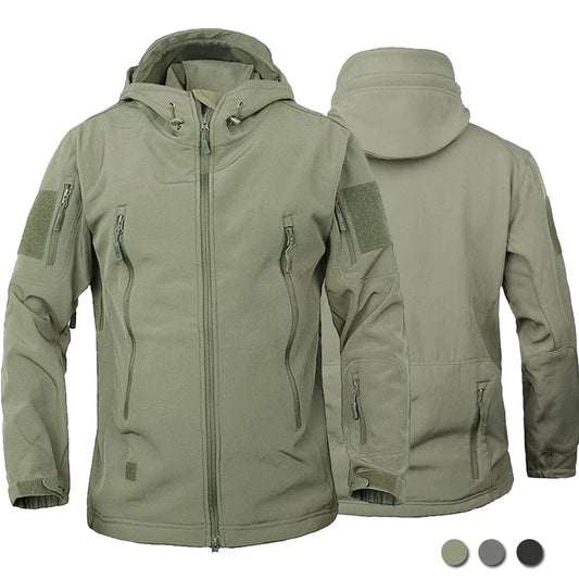 Motorcycle Shark Skin Soft Shell Jackets Men Tactical Windproof Waterproof jacket men Combat Jackets Mens Hooded Bomber Coats