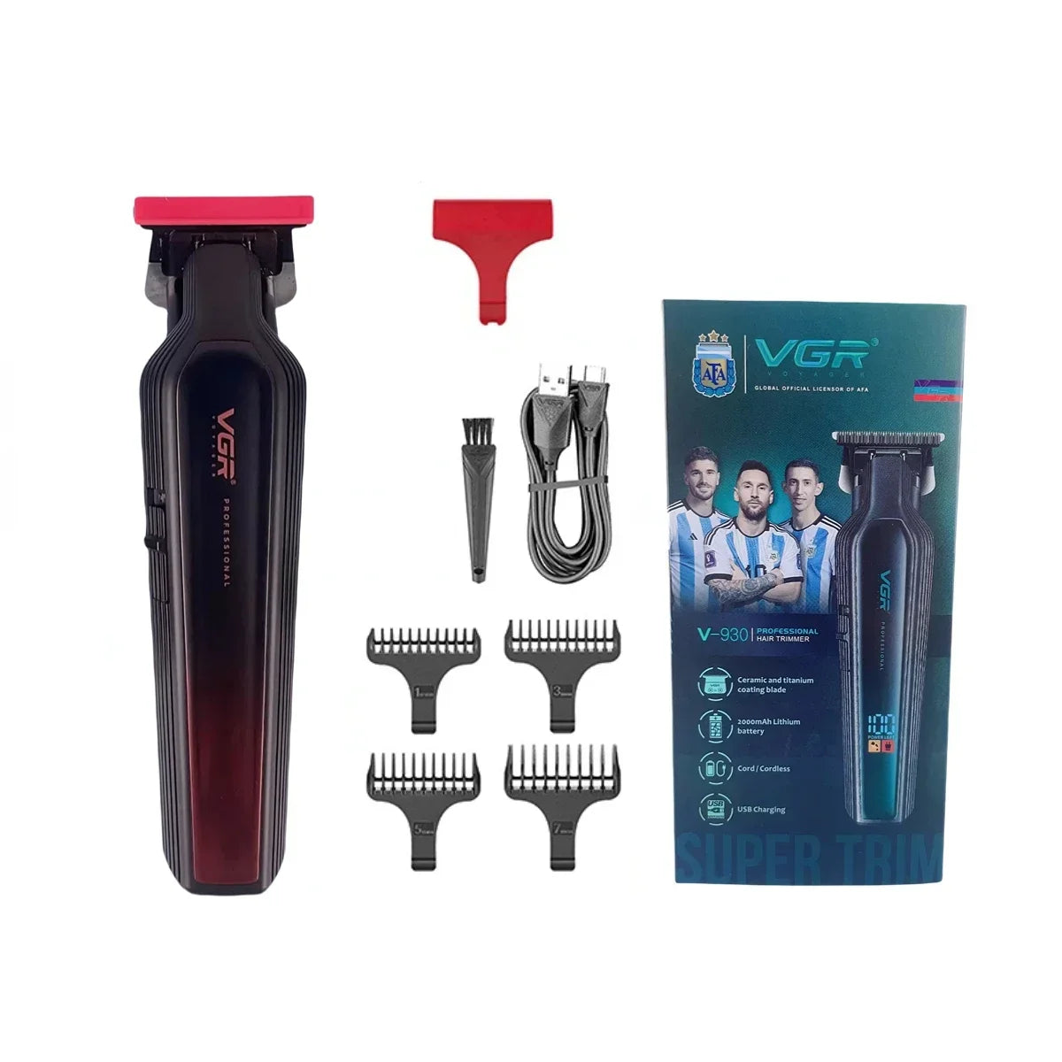 VGR Hair Trimmer Professional Clipper Rechargeable Haircut Machine Cordless Barber Digital Display Hair Trimmer for Men V-930