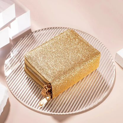 Leather Wallets Women Glitter Sequin Wallets Fashion New Money Bag Coin Purses Solid Color Credit Multi-card Card Holder Bags