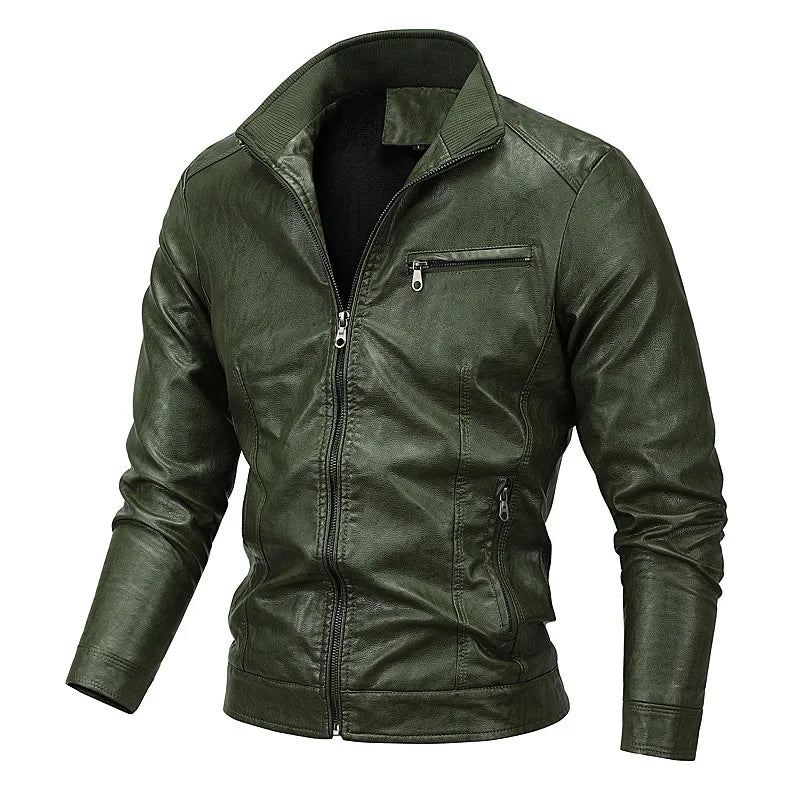2026 New Men's Leather Jackes Fashion Windbreak Plus Fleece Motorcycle PU Leather Coats Man Casual Handsome Outwear Big Size 5XL