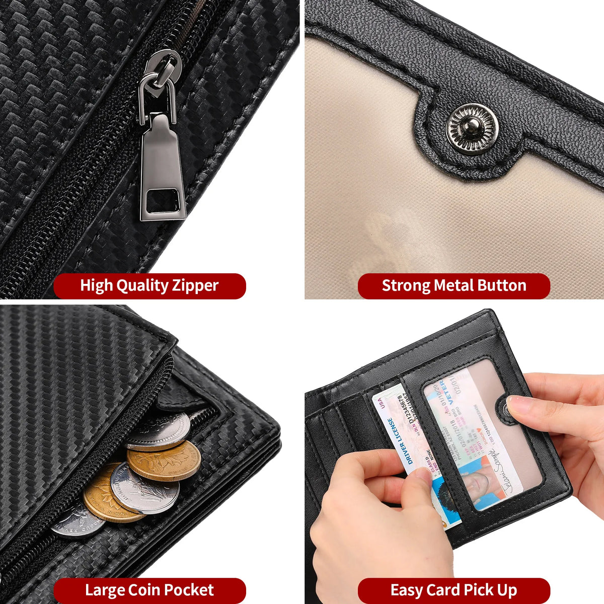 Slim Wallets for Men - Leather Money Clip Mens Wallet - RFID Blocking Front Pocket Bifold Wallet - Minimalist Credit Card Holder