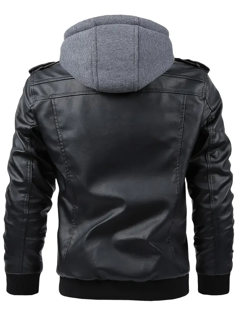 Motorcycle Leather Jackets Man Casual Fashion Motorcycle Coat Slim Fit Lapel PU Jackets Autumn Anti-wind Leather Coat Male