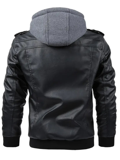 Motorcycle Leather Jackets Man Casual Fashion Motorcycle Coat Slim Fit Lapel PU Jackets Autumn Anti-wind Leather Coat Male